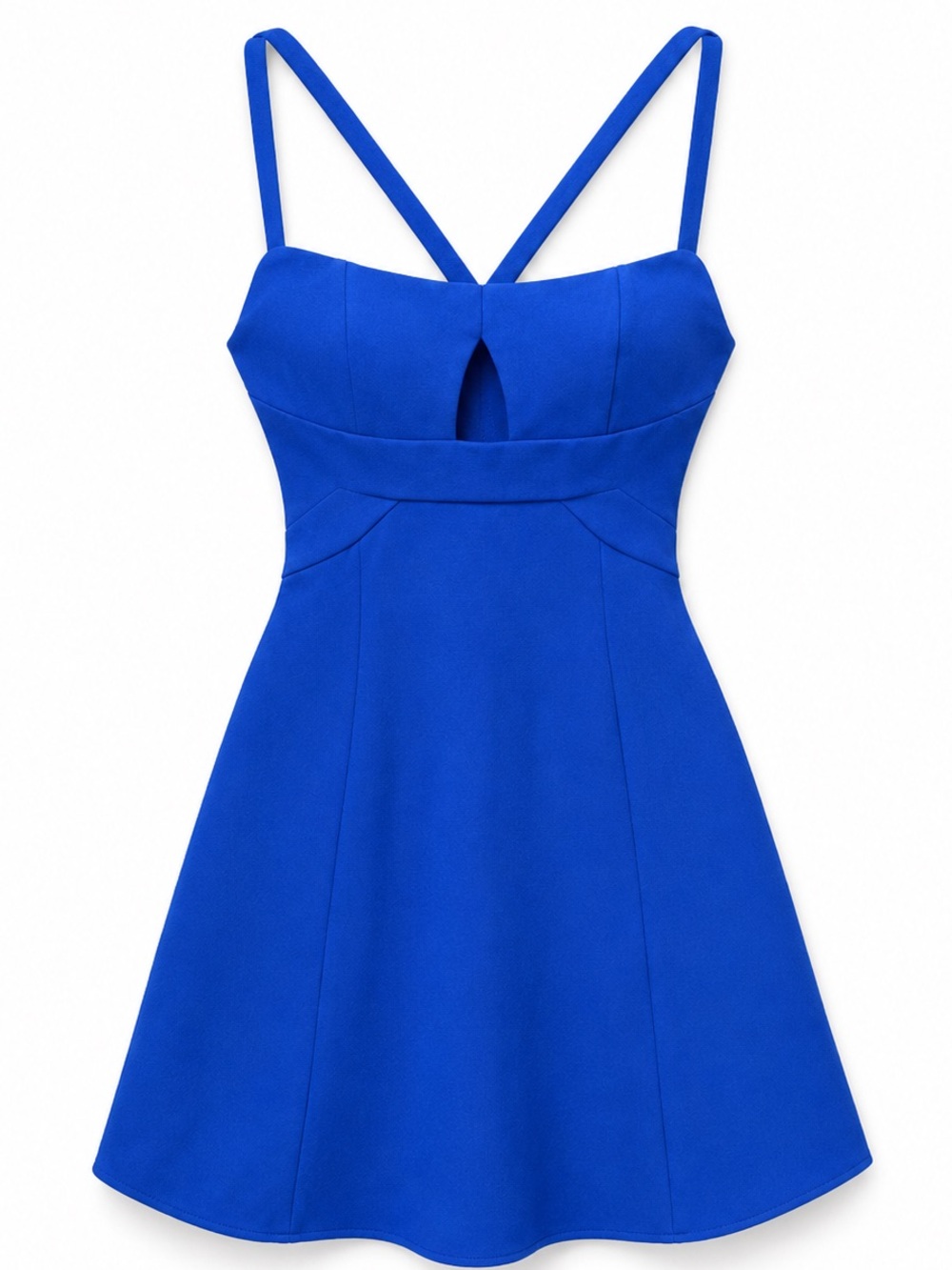 BCBGMAXAZRIA Charlot Royal Blue Double Strap Mini Dress Size 0 Fit & Flare NWOT